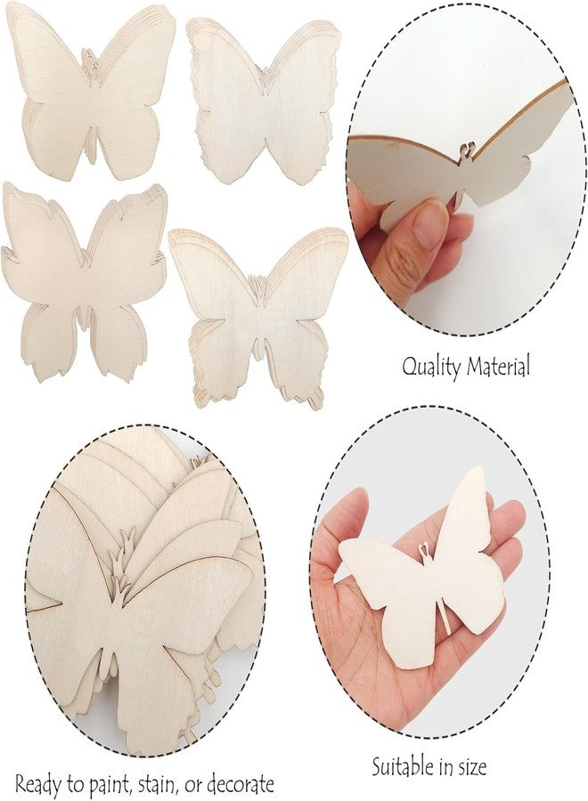 Cliths 15Pcs Butterfly Wood Cutouts DIY Craft Kit Unfinished Butterfly Wooden Ornaments Painting, Hanging Art Decoration for Kids Home Party Décor. - Image 3